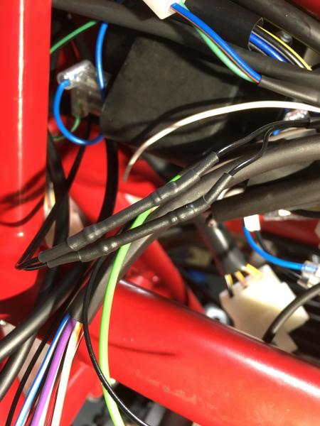 Skinny speedo sensor cables are tricky to plug into the loom. One solution is to use thin Deutsch pins and heat shrink