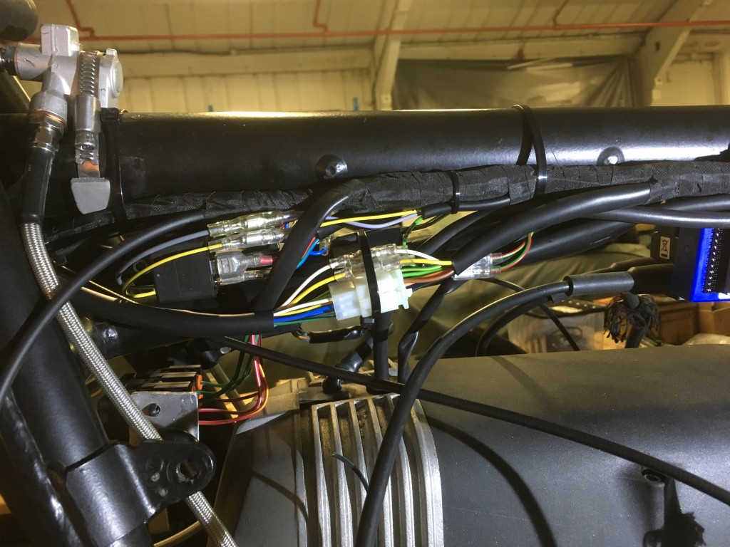 The new loom and connectors fitted snugly under the main frame tube