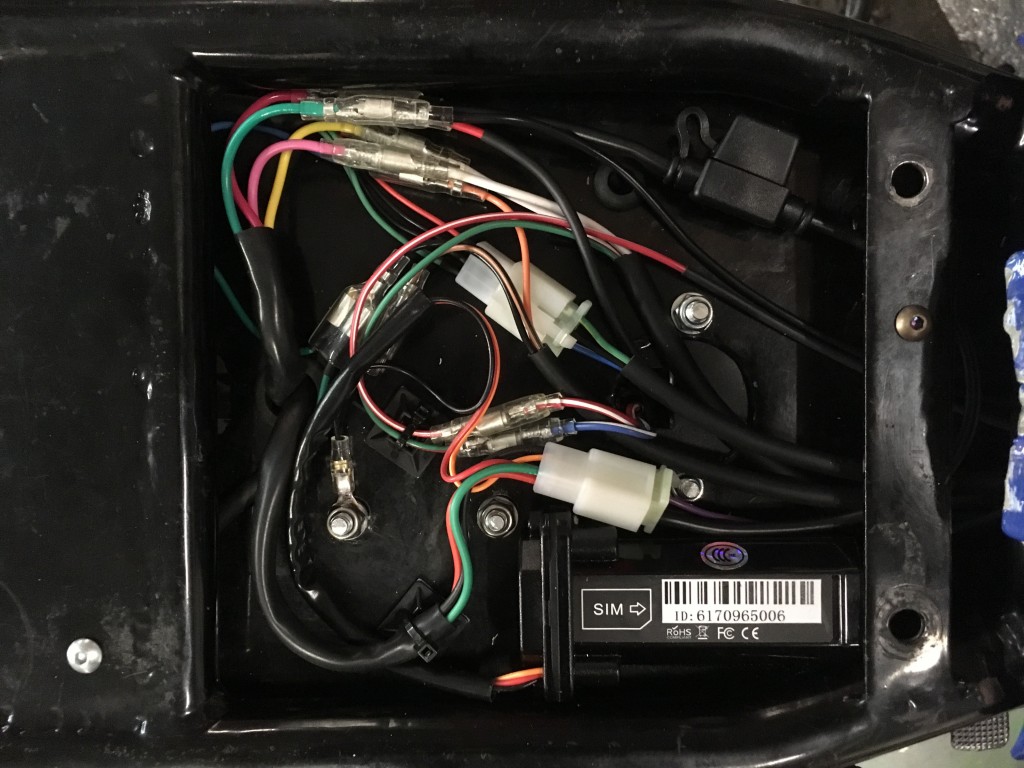 The electrics tray under the seat had room for the back half connectors and an immobiliser