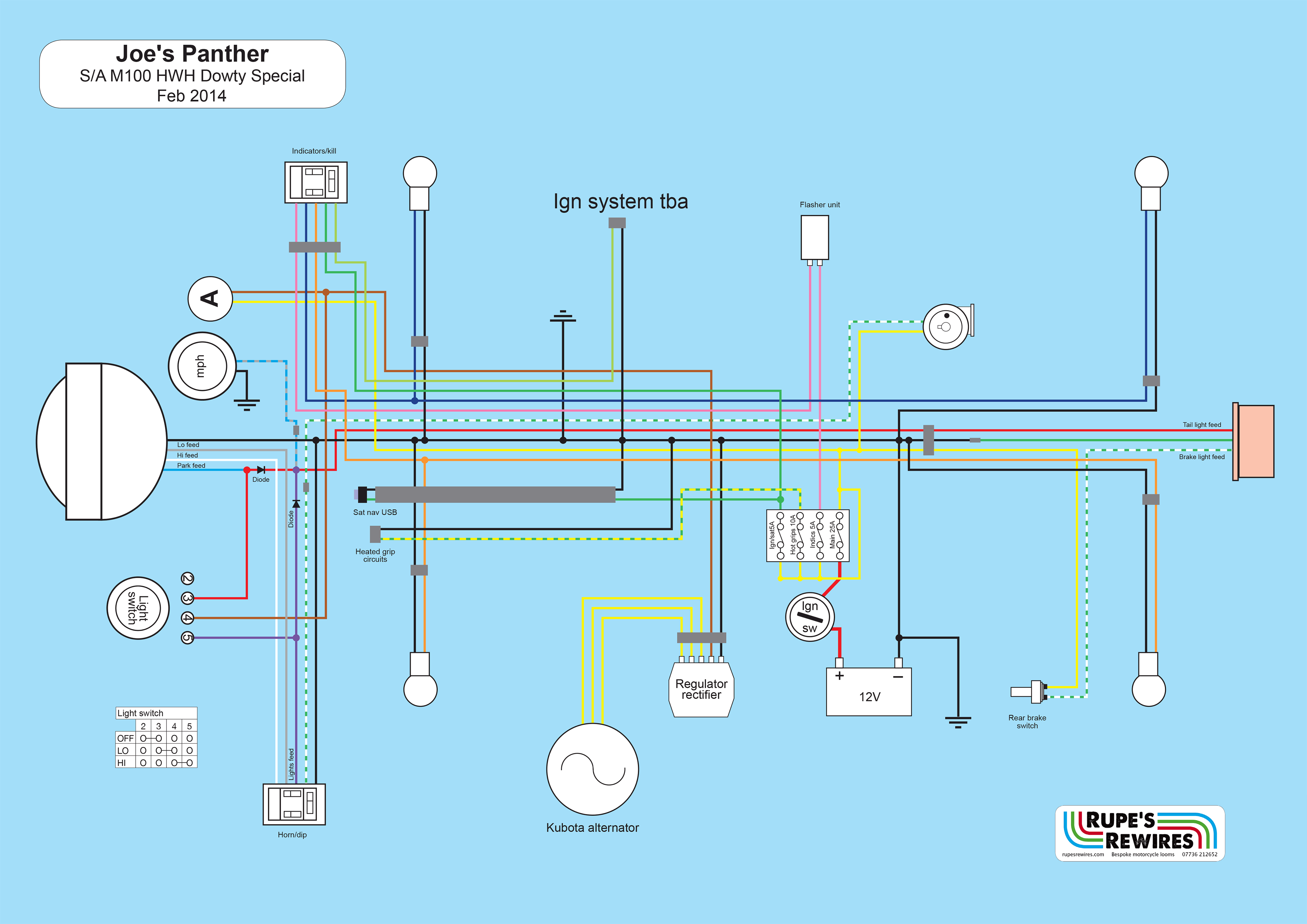 1960 Panther M100 – Rupe's Rewires panther motorcycle wiring diagram 